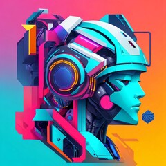 artistic image representing the fusion of robotic AI, chatbots, and futuristic technology Generative AI illustrations.