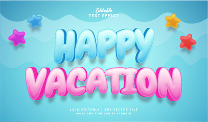 Happy Vacation Text Effect. Editable text effect style theme summer holiday.