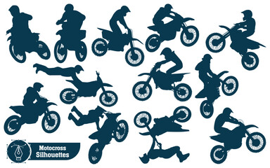 Black Motocross or Bike Silhouettes vector collection