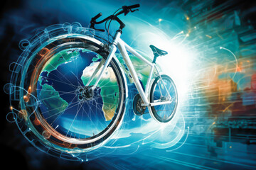 Naklejka na ściany i meble cycling industry collage global market, innovation, products, generative ai