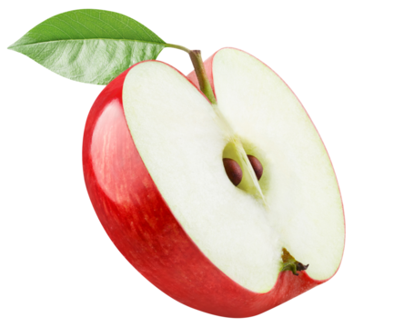 Delicious red apple half, cut out