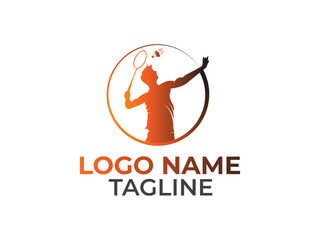Badminton logo design. Sports logo. Racket logo. Premium sports. Business. creative. People. Badminton racket vector
