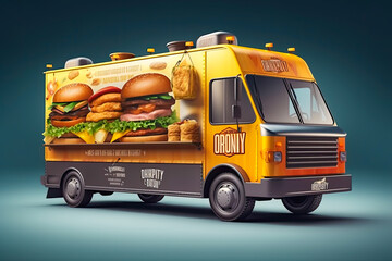 delivery van food industry in isolate background, generative ai