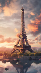 eiffel tower at sunset