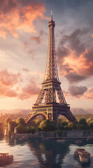 eiffel tower at sunset