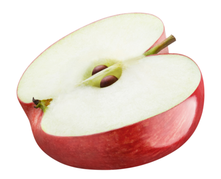 Delicious red apple half, cut out