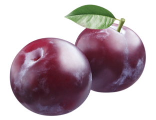 Delicious ripe plums cut out