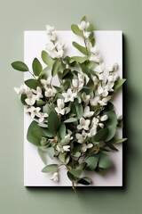 green eucalyptus on white background with copy space, ai generated