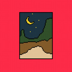 design tamplate pixel art contemporary modern landscape illustrations	
