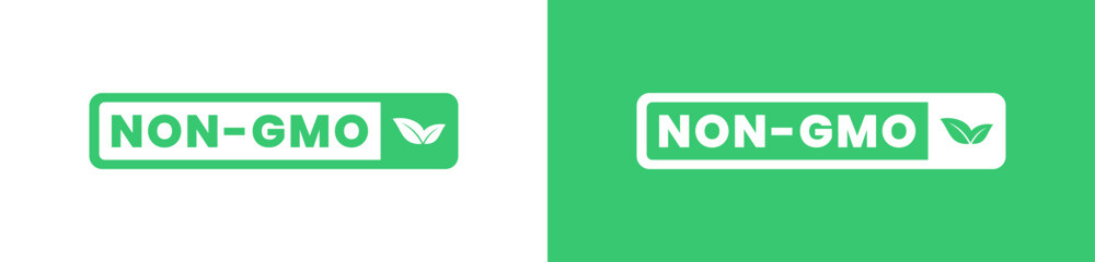 Non GMO Label or GMO Free Mark Vector Isolated in Flat Style. Non GMO Label for guaranteed natural products without genetic engineering. GMO Free mark For natural product seal.