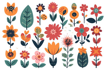 set of different decorative flowers vector illustration