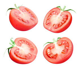 Set of delicious red tomatoes, cut out