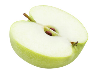 Delicious green apple half, cut out