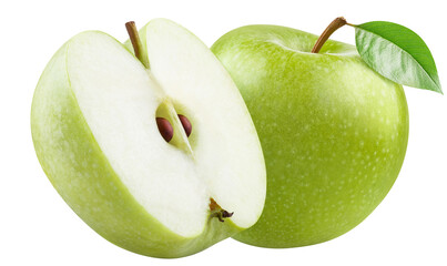 Delicious green apples cut out