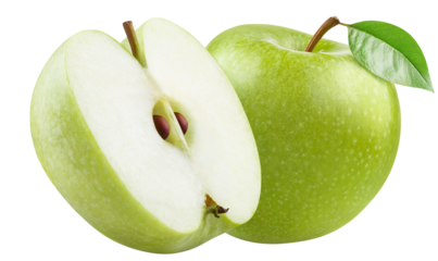 Delicious green apples cut out
