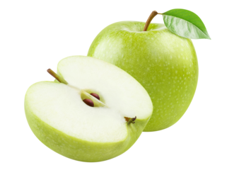 Delicious green apples cut out