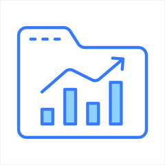 Bar chart on file folder denoting concept vector of data analysis in trendy style