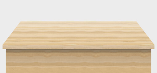 Realistic wooden table isolated on white background. Vector illustration.