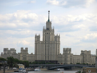 Fototapeta na wymiar Stalin's high-rise on Kotelnicheskaya embankment in Moscow