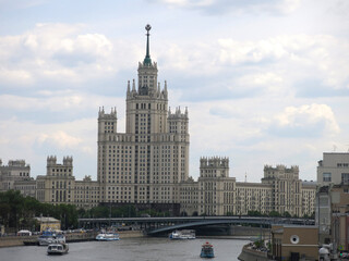 Fototapeta na wymiar Stalin's high-rise on Kotelnicheskaya embankment in Moscow