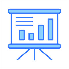 Bar chart on board denoting vector of presentation board in modern style