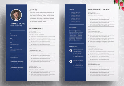 Resume Design Template with blue theme based