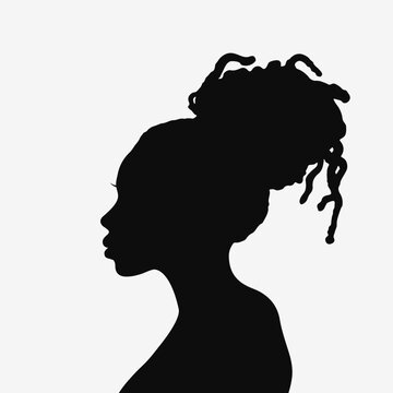 African American woman profile. Black silhouette. Vector illustration
