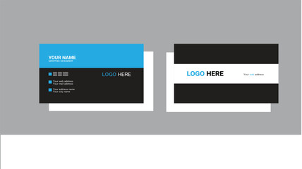 Professional business card with blue and black colour. Visiting card template vectomodern corporate business card template design. Simple clean creative business card templater. 