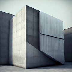 Concrete modern architecture, concrete building wall.  Generative AI
