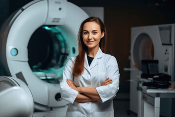Female radiologist doctor. Generative AI - obrazy, fototapety, plakaty