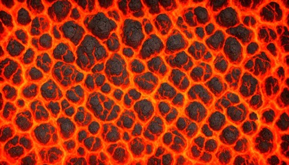 Seamless lava pattern with small stones, texture for graphic design. Realistic lava flame on black ash background. Texture of molten magma surface. Abstract volcanic lava background. Generative AI