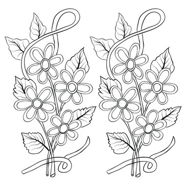 Free Vector line art and hand drawing flower art black and white flat design simple flower
