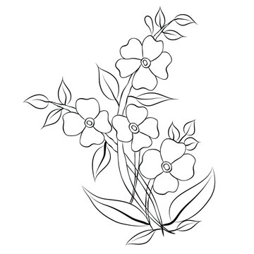Free Vector line art and hand drawing flower art black and white flat design simple flower