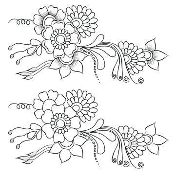 Free Vector line art and hand drawing flower art black and white flat design simple flower