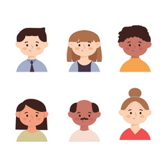 cartoon illustration of different people with smiling facial expressions