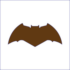 flying bat silhouette logo or icon. Isolated vector bat, Happy Halloween. Cartoon flat illustrations.