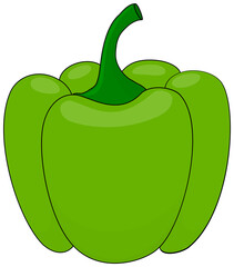 Green bell pepper clipart. Cartoon illustration of paprika.