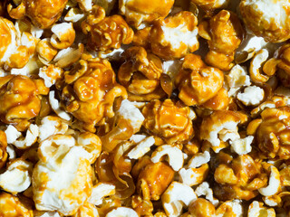 sweet popcorn with caramel close-up