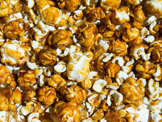 sweet popcorn with caramel close-up