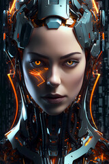 Techno Warrior Queen, Cyber, Digital not a real human, AI-Generated