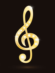 Obraz premium golden treble clef
