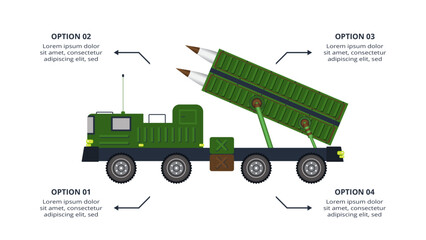 Military concept for infographic with 4 steps, options, parts or processes. Business data visualization.