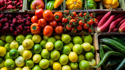 fresh fruits and vegetables at market
