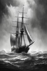 Fototapeta premium Sailboat Serenity: A Majestic Seascape