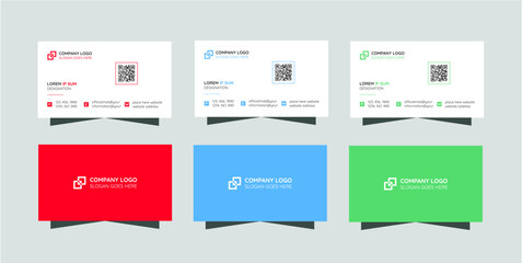 Red minimal business card template. Simple and clean visiting card design for professional use. Minimal corporate call card layout for company or office.