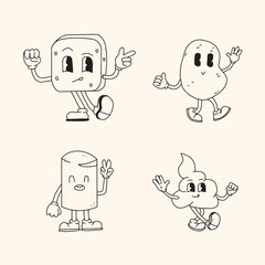 retro cute character with pose
