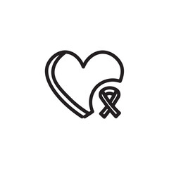 Breast Cancer Heart Outline Icon