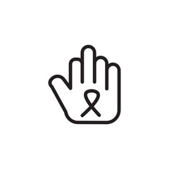 Obraz premium Hand Ribbon Stop Outline Icon