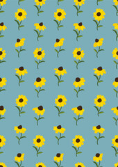 Seamless pattern with yellow flowers.Eps 10 vector.