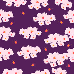 Flower pattern vector with cherry blossom